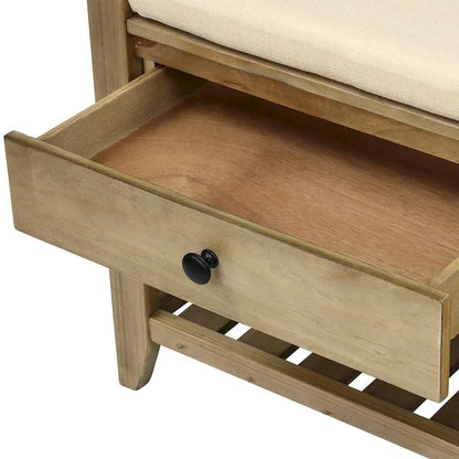 Banc de rangement d'entrée avec assise rembourrée et tiroirs - 39 cm (L) x 14 cm (l) x 19,8 cm (H)