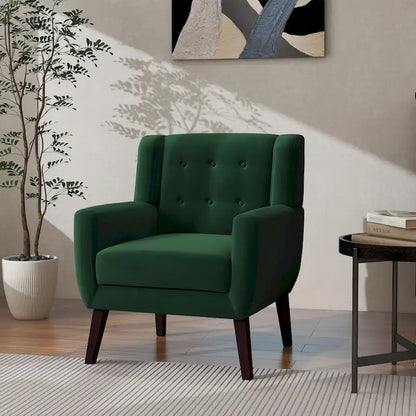 Fauteuil d'appoint moderne en velours - 73,4 cm (L) x 89,1 cm (H) x 74,9 cm (P)