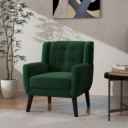 Fauteuil d'appoint moderne en velours - 73,4 cm (L) x 89,1 cm (H) x 74,9 cm (P)