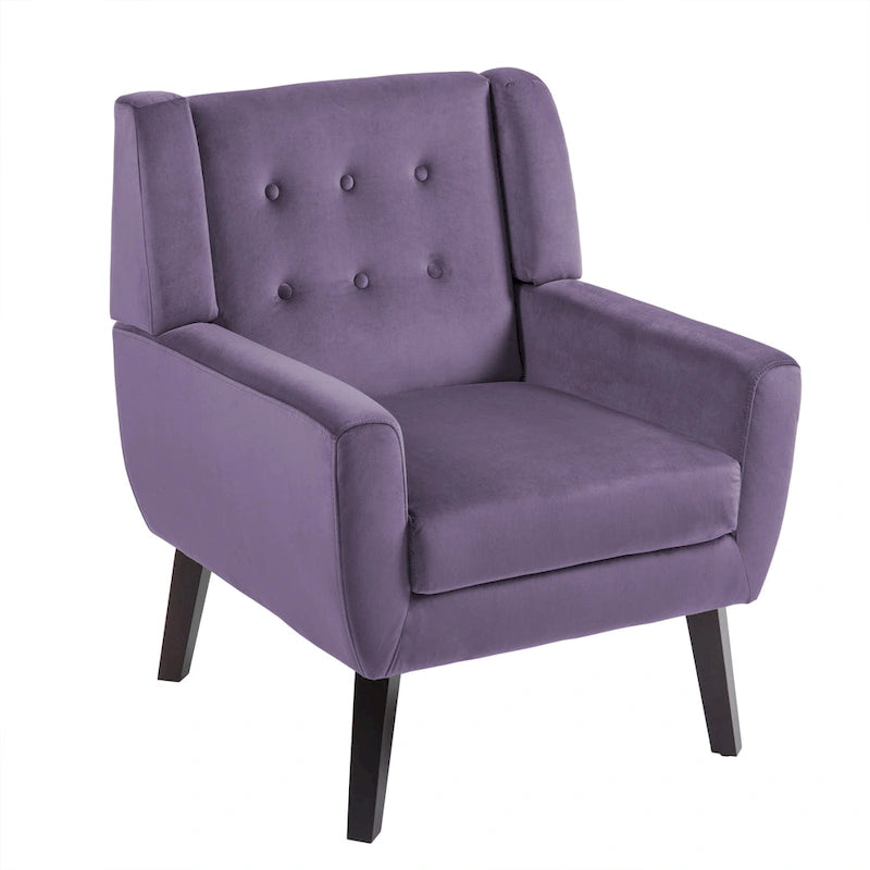 Fauteuil d'appoint moderne en velours - 73,4 cm (L) x 89,1 cm (H) x 74,9 cm (P)