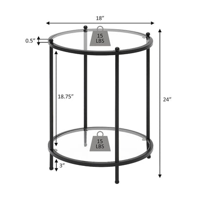 Table d'appoint ronde en verre à deux niveaux Royal Crest de Convenience Concepts avec étagère