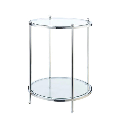 Table d'appoint ronde en verre à deux niveaux Royal Crest de Convenience Concepts avec étagère