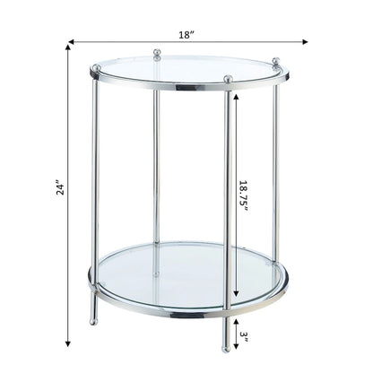 Table d'appoint ronde en verre à deux niveaux Royal Crest de Convenience Concepts avec étagère