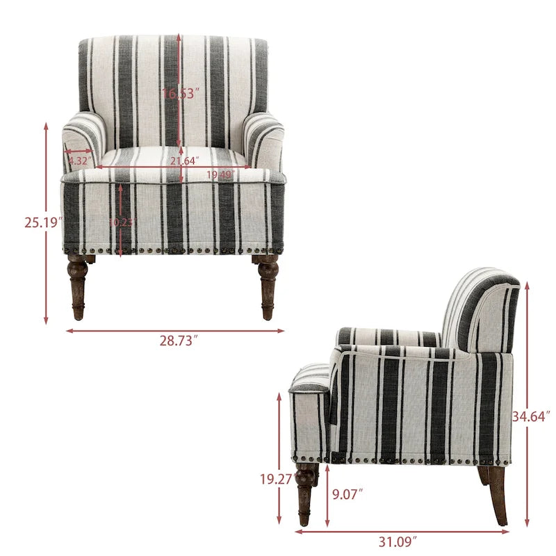 Fauteuils modernes à rayures et motifs