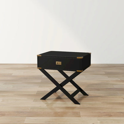 Table d'appoint contemporaine Yore de 61 cm (24 pouces) en bois massif avec 1 tiroir, par Furniture of America