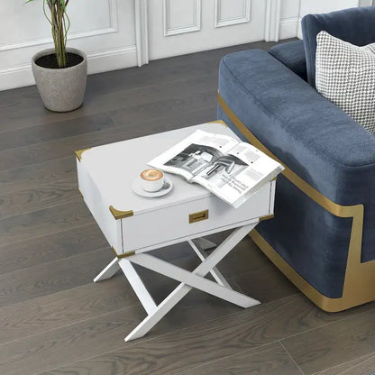 Table d'appoint contemporaine Yore de 61 cm (24 pouces) en bois massif avec 1 tiroir, par Furniture of America