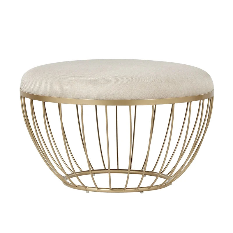 Pouf rond rembourré en tissu Jinger par iNSPIRE Q Modern