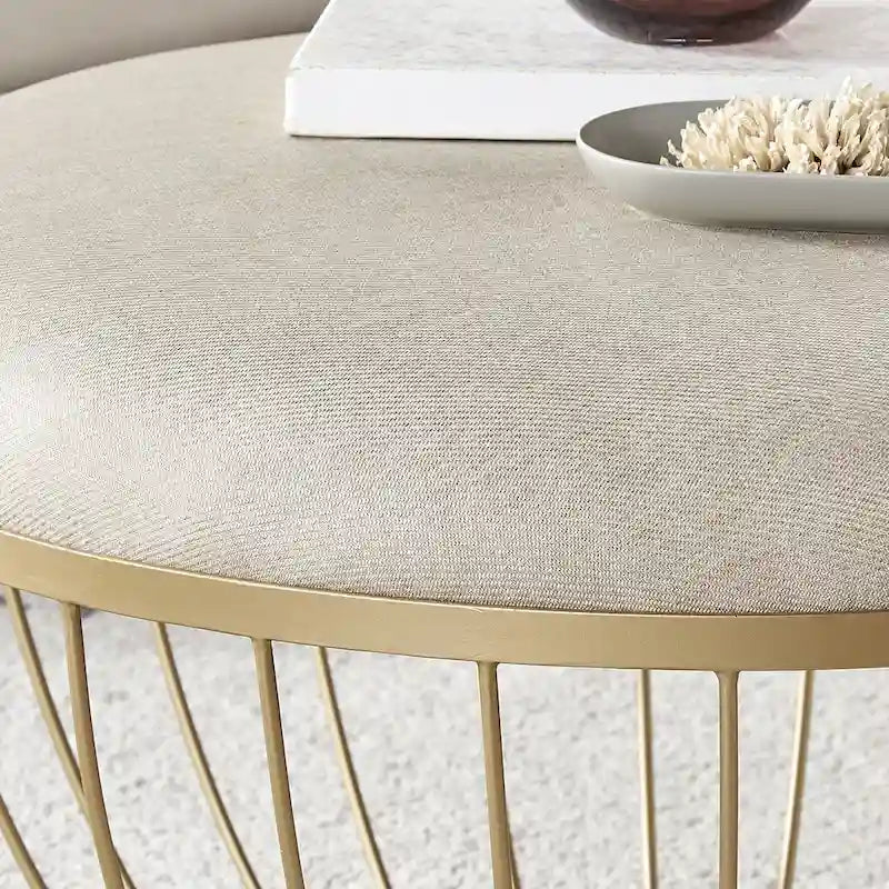 Pouf rond rembourré en tissu Jinger par iNSPIRE Q Modern
