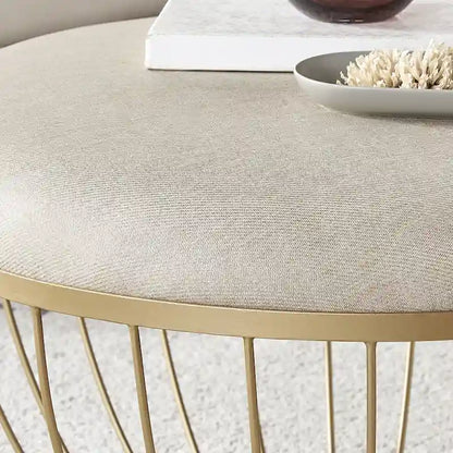 Pouf rond rembourré en tissu Jinger par iNSPIRE Q Modern
