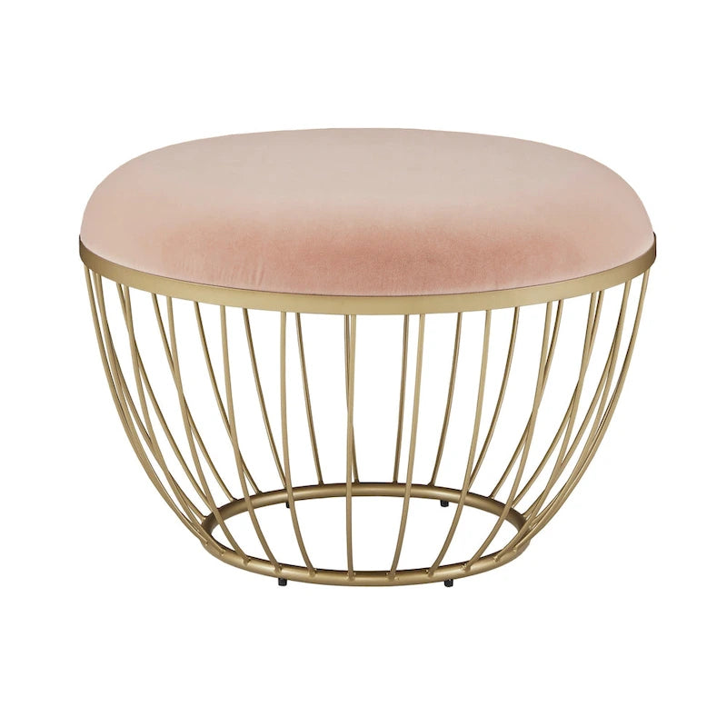 Pouf rond rembourré en tissu Jinger par iNSPIRE Q Modern