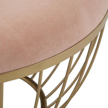 Pouf rond rembourré en tissu Jinger par iNSPIRE Q Modern
