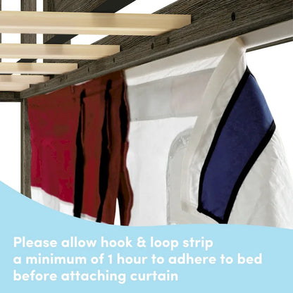 Lit mezzanine double classique Max and Lily avec escalier, toboggan facile et rideau