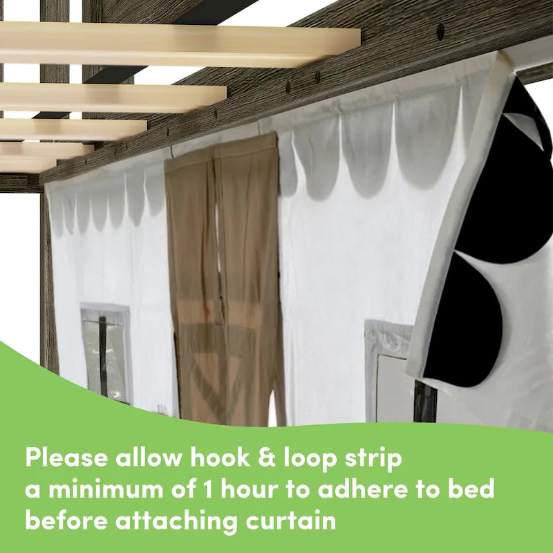 Lit mezzanine double classique Max and Lily avec escalier, toboggan facile et rideau