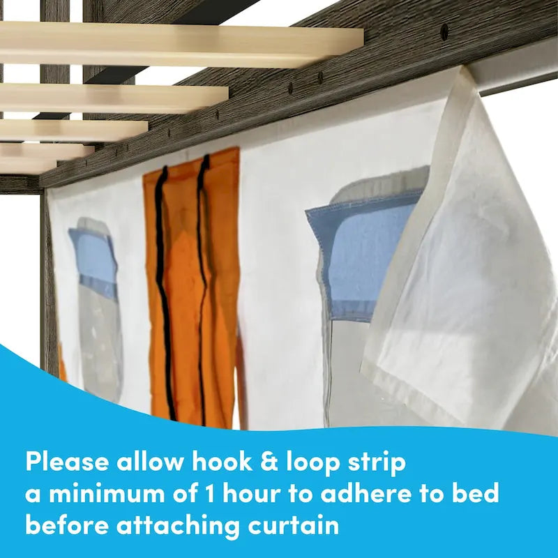 Lit mezzanine double classique Max and Lily avec escalier, toboggan facile et rideau