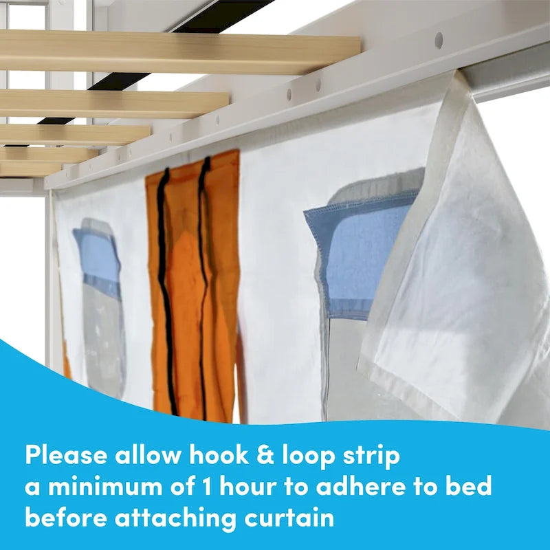 Lit mezzanine double classique Max and Lily avec escalier, toboggan facile et rideau