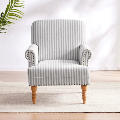 Ensemble de 2 fauteuils d'appoint à accoudoirs roulés, bleu/gris/marron