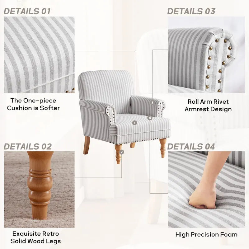 Ensemble de 2 fauteuils d'appoint à accoudoirs roulés, bleu/gris/marron