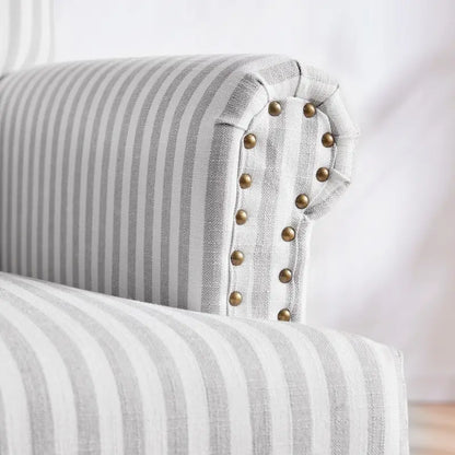 Ensemble de 2 fauteuils d'appoint à accoudoirs roulés, bleu/gris/marron