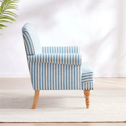 Ensemble de 2 fauteuils d'appoint à accoudoirs roulés, bleu/gris/marron