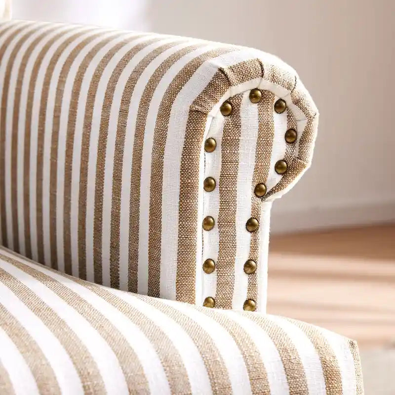 Ensemble de 2 fauteuils d'appoint à accoudoirs roulés, bleu/gris/marron