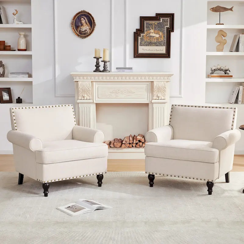 Ensemble de 2 fauteuils d'appoint Huimo modernes à clous décoratifs