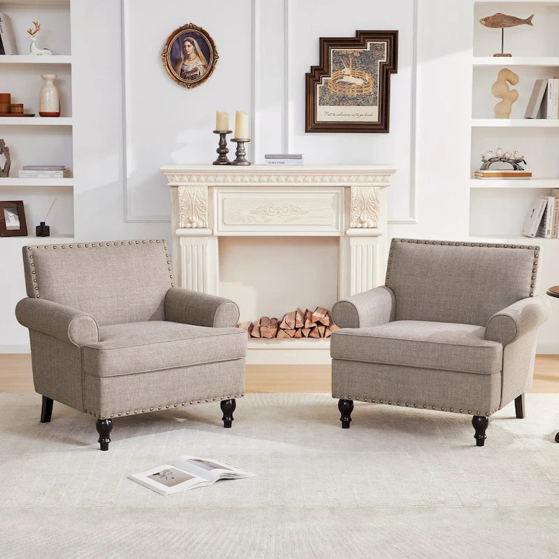 Ensemble de 2 fauteuils d'appoint Huimo modernes à clous décoratifs