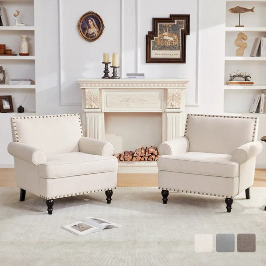 Huimo Modern Nailhead Accent Chair Arm Chairs Set of 2