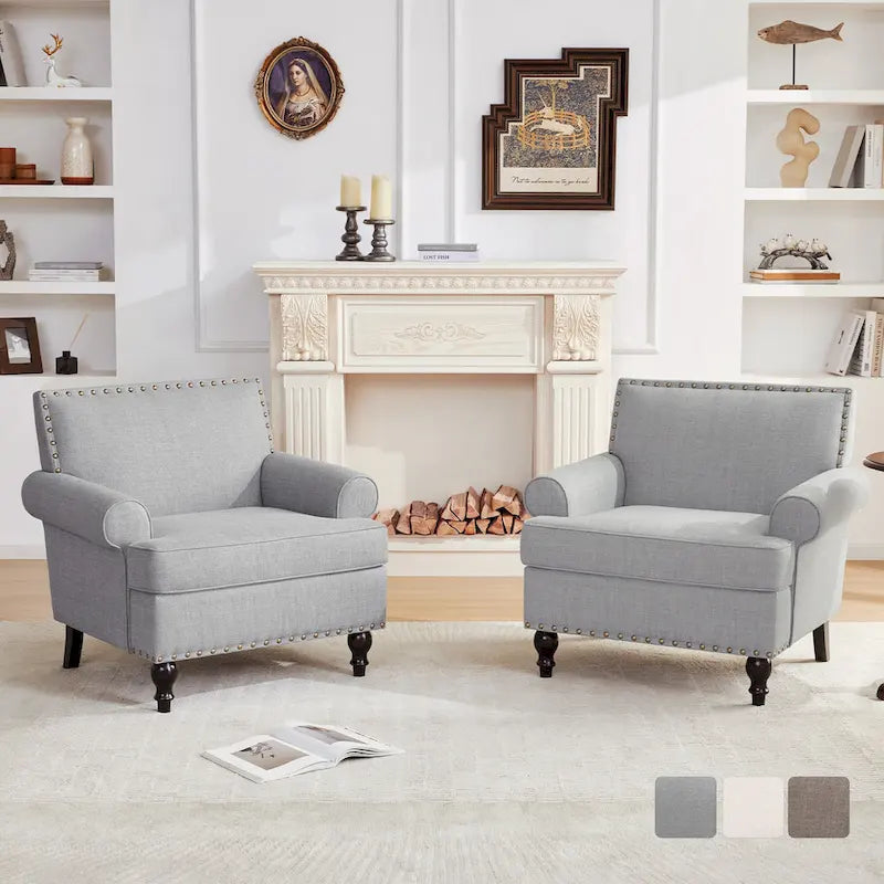 Ensemble de 2 fauteuils d'appoint Huimo modernes à clous décoratifs