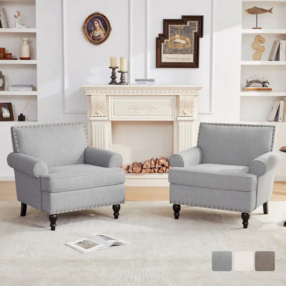 Ensemble de 2 fauteuils d'appoint Huimo modernes à clous décoratifs