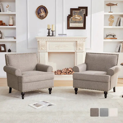 Ensemble de 2 fauteuils d'appoint Huimo modernes à clous décoratifs