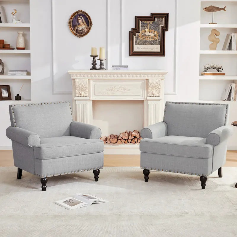 Ensemble de 2 fauteuils d'appoint Huimo modernes à clous décoratifs