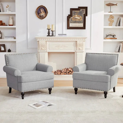 Ensemble de 2 fauteuils d'appoint Huimo modernes à clous décoratifs