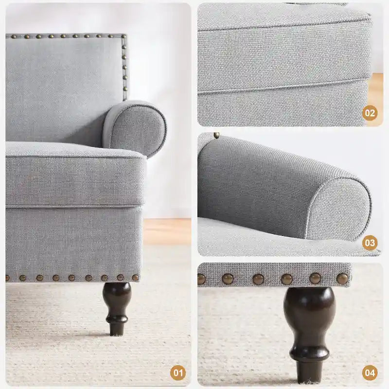 Ensemble de 2 fauteuils d'appoint Huimo modernes à clous décoratifs