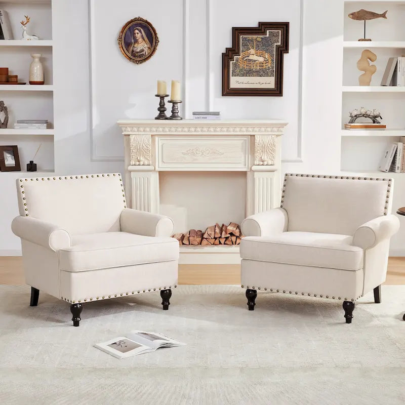 Ensemble de 2 fauteuils d'appoint Huimo modernes à clous décoratifs