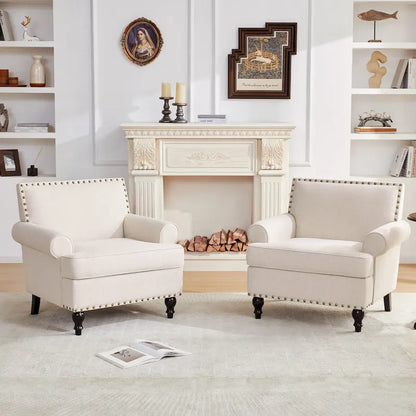 Ensemble de 2 fauteuils d'appoint Huimo modernes à clous décoratifs