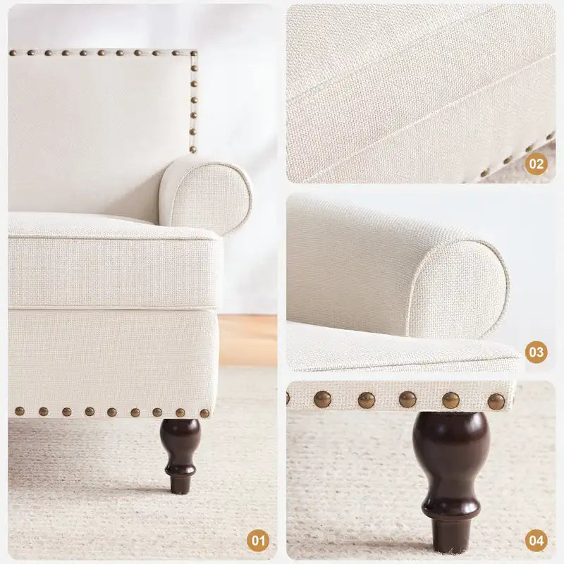 Ensemble de 2 fauteuils d'appoint Huimo modernes à clous décoratifs