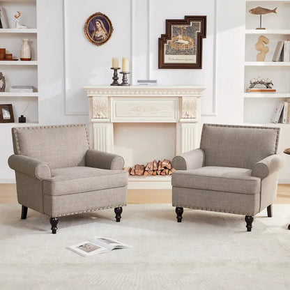 Ensemble de 2 fauteuils d'appoint Huimo modernes à clous décoratifs