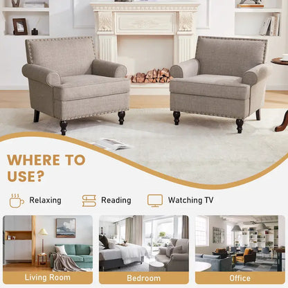 Ensemble de 2 fauteuils d'appoint Huimo modernes à clous décoratifs