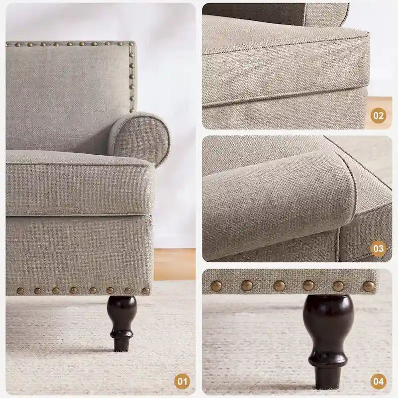 Ensemble de 2 fauteuils d'appoint Huimo modernes à clous décoratifs