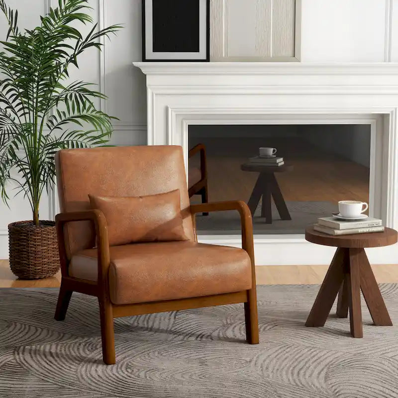 Fauteuil d'appoint rembourré de style moderne du milieu du siècle avec coussin