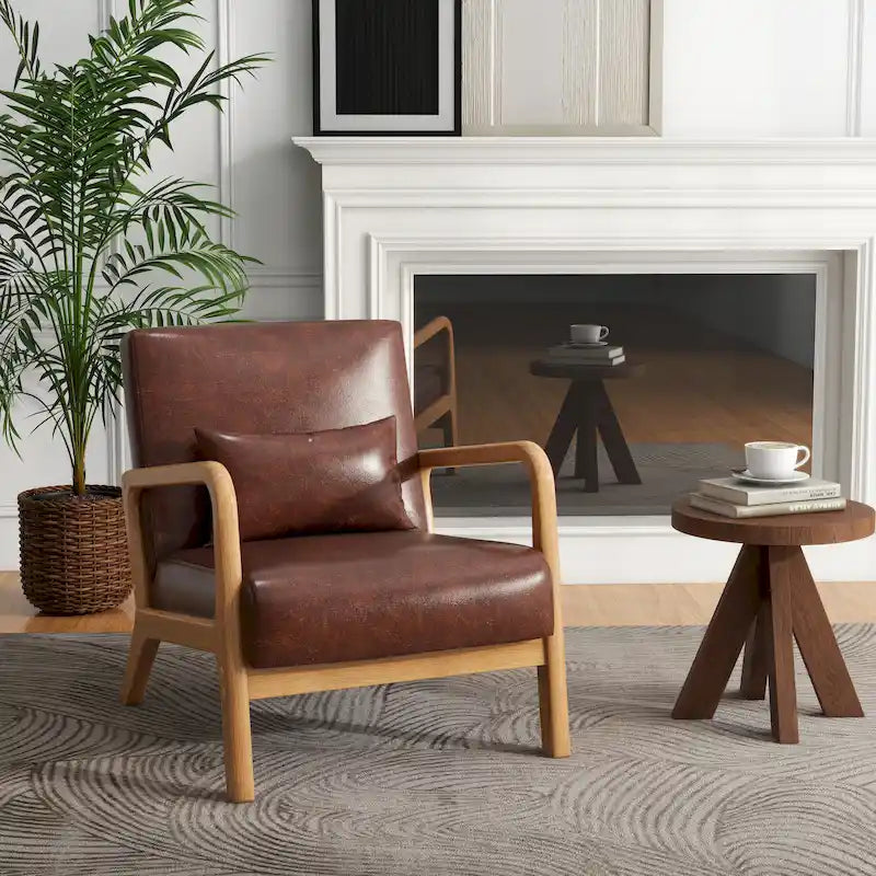 Fauteuil d'appoint rembourré de style moderne du milieu du siècle avec coussin