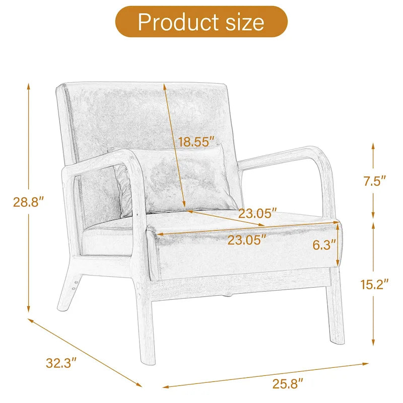 Fauteuil d'appoint rembourré de style moderne du milieu du siècle avec coussin