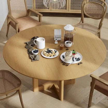 Table de salle à manger ronde en bois massif pour 4 à 6 personnes