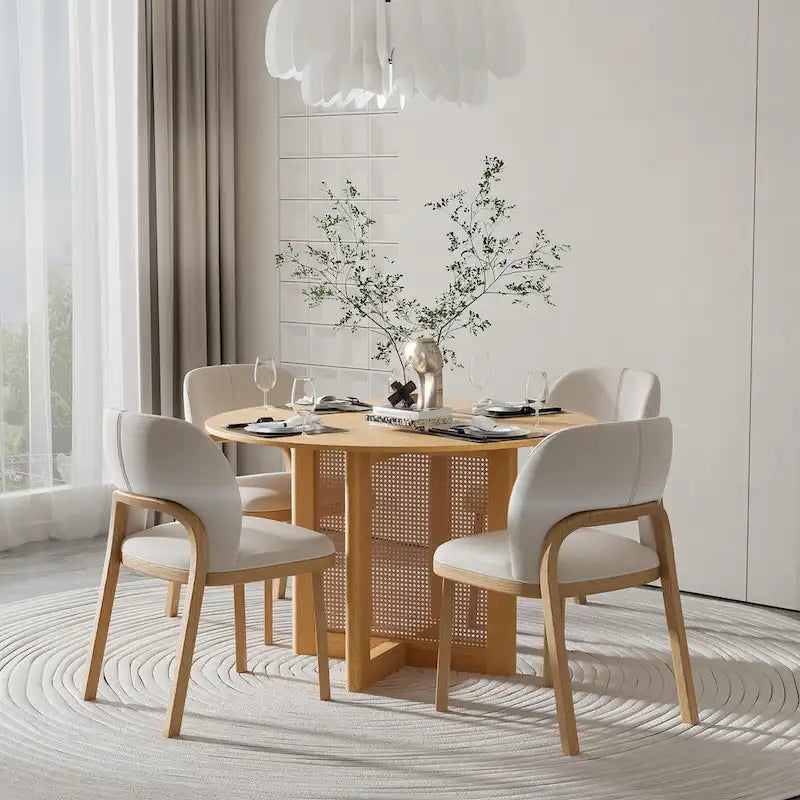 Table de salle à manger ronde en bois massif pour 4 à 6 personnes