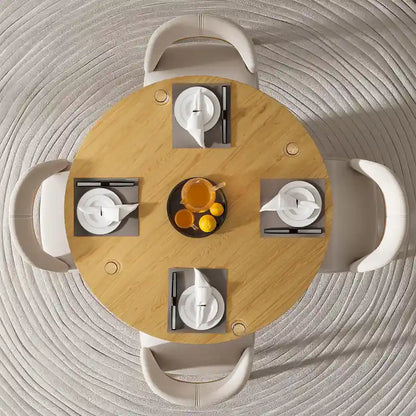 Table de salle à manger ronde en bois massif pour 4 à 6 personnes