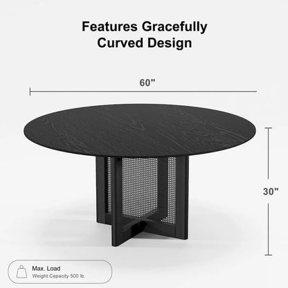 Table de salle à manger ronde en bois massif pour 4 à 6 personnes