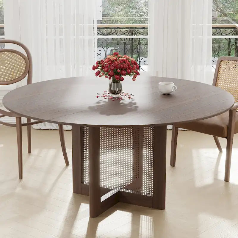 Table de salle à manger ronde en bois massif pour 4 à 6 personnes