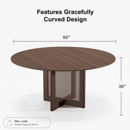 Table de salle à manger ronde en bois massif pour 4 à 6 personnes