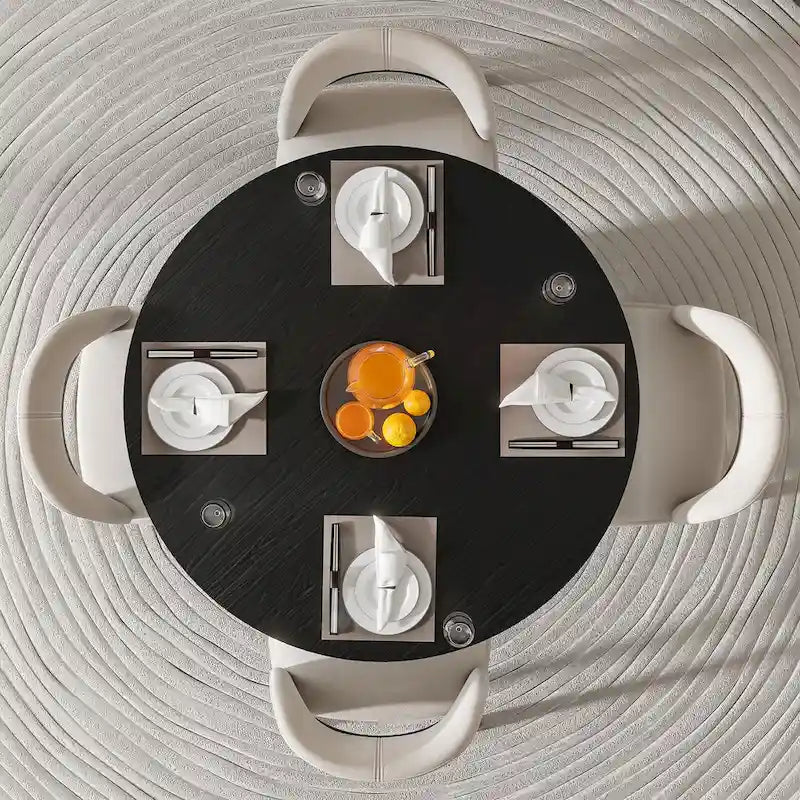 Table de salle à manger ronde en bois massif pour 4 à 6 personnes