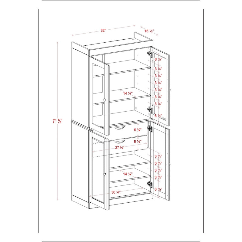 Armoire de rangement Palace Imports 100 % bois massif avec portes dépolies, en verre transparent ou pleines, 2 tiroirs et étagères réglables